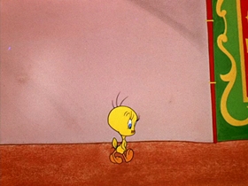 Screenshots from the 1955 Warner Bros. cartoon Tweety
