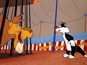 Screenshots from the 1955 Warner Bros. cartoon Tweety