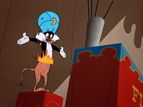 Screenshots from the 1955 Warner Bros. cartoon Tweety