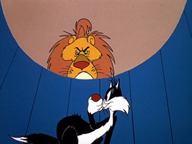 Screenshots from the 1955 Warner Bros. cartoon Tweety