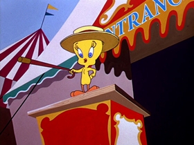 Screenshots from the 1955 Warner Bros. cartoon Tweety