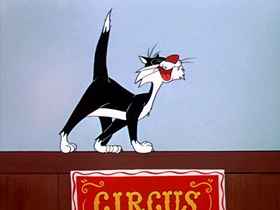 Screenshots from the 1955 Warner Bros. cartoon Tweety