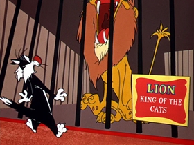 Screenshots from the 1955 Warner Bros. cartoon Tweety