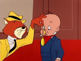 Screenshots from the 1955 Warner Bros. cartoon Heir Conditioned