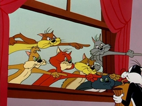 Screenshots from the 1955 Warner Bros. cartoon Heir Conditioned