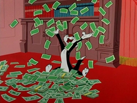 Screenshots from the 1955 Warner Bros. cartoon Heir Conditioned