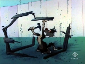 Screenshots from the 1955 Warner Bros. cartoon Pappy