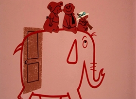 Screenshots from the 1955 UPA cartoon Christopher Crumpet