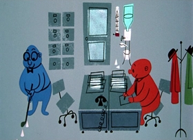 Screenshots from the 1955 UPA cartoon Christopher Crumpet
