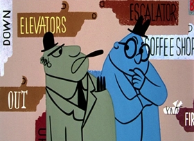 Screenshots from the 1955 UPA cartoon Christopher Crumpet