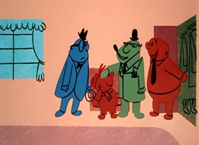 Screenshots from the 1955 UPA cartoon Christopher Crumpet