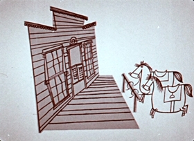 Screenshots from the 1956 UPA cartoon Outlaws