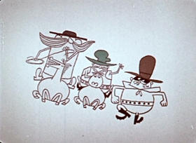 Screenshots from the 1956 UPA cartoon Outlaws