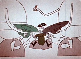 Screenshots from the 1956 UPA cartoon Outlaws