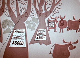 Screenshots from the 1956 UPA cartoon Outlaws