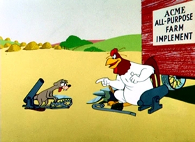Screenshots from the 1956 Warner Bros. cartoon Weasel Stop