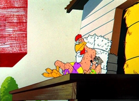Screenshots from the 1956 Warner Bros. cartoon Weasel Stop