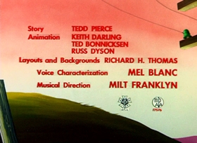 Screenshots from the 1956 Warner Bros. cartoon Weasel Stop