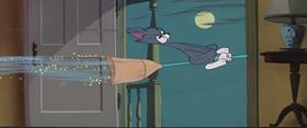 Screenshots from the 1956 MGM cartoon The Flying Sorceress