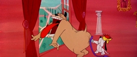 Screenshots from the 1956 MGM cartoon Millionaire Droopy