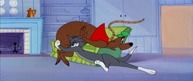 Screenshots from the 1956 MGM cartoon Down Beat Bear