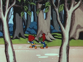 Screenshots from the 1956 Walter Lantz cartoon Get Lost