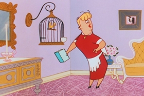 Screenshots from the 1956 Walter Lantz cartoon The Ostrich Egg and I