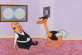 Screenshots from the 1956 Walter Lantz cartoon The Ostrich Egg and I