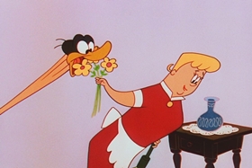 Screenshots from the 1956 Walter Lantz cartoon The Ostrich Egg and I