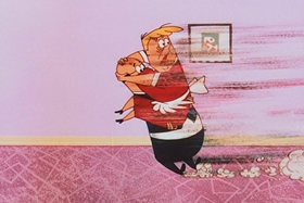 Screenshots from the 1956 Walter Lantz cartoon The Ostrich Egg and I