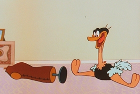 Screenshots from the 1956 Walter Lantz cartoon The Ostrich Egg and I