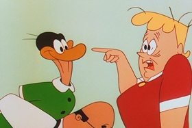 Screenshots from the 1956 Walter Lantz cartoon The Ostrich Egg and I