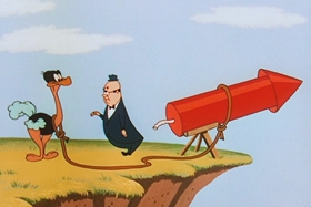 Screenshots from the 1956 Walter Lantz cartoon The Ostrich Egg and I