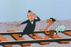 Screenshots from the 1956 Walter Lantz cartoon The Ostrich Egg and I
