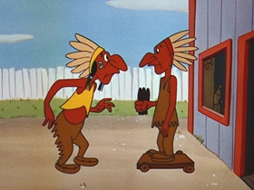 Screenshots from the 1956 Walter Lantz cartoon Chief Charlie Horse