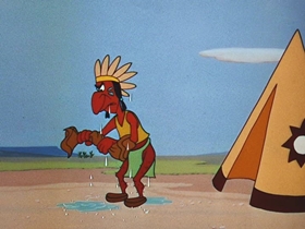 Screenshots from the 1956 Walter Lantz cartoon Chief Charlie Horse