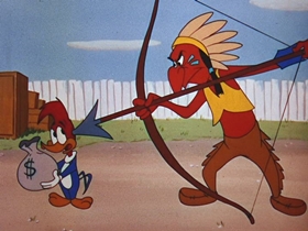Screenshots from the 1956 Walter Lantz cartoon Chief Charlie Horse