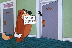 Screenshots from the 1956 Walter Lantz cartoon Room and Wrath