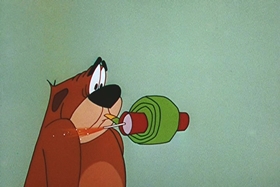 Screenshots from the 1956 Walter Lantz cartoon Room and Wrath