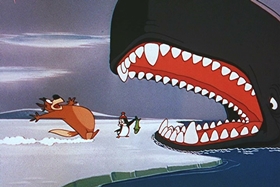 Screenshots from the 1956 Walter Lantz cartoon Room and Wrath