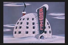 Screenshots from the 1956 Walter Lantz cartoon Room and Wrath