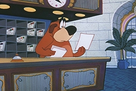 Screenshots from the 1956 Walter Lantz cartoon Room and Wrath