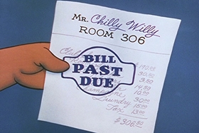 Screenshots from the 1956 Walter Lantz cartoon Room and Wrath