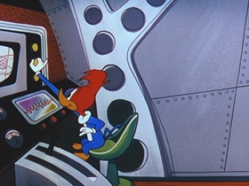 Screenshots from the 1956 Walter Lantz cartoon Woodpecker From Mars