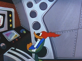 Screenshots from the 1956 Walter Lantz cartoon Woodpecker From Mars