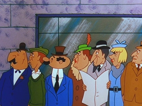 Screenshots from the 1956 Walter Lantz cartoon Woodpecker From Mars