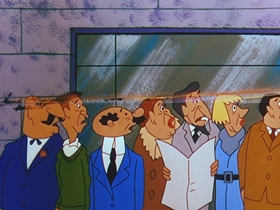 Screenshots from the 1956 Walter Lantz cartoon Woodpecker From Mars