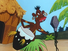 Screenshots from the 1956 Walter Lantz cartoon Woodpecker From Mars