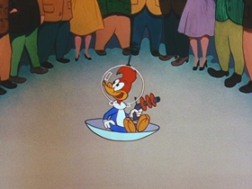 Screenshots from the 1956 Walter Lantz cartoon Woodpecker From Mars