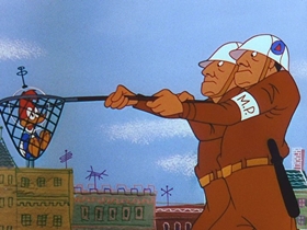 Screenshots from the 1956 Walter Lantz cartoon Woodpecker From Mars
